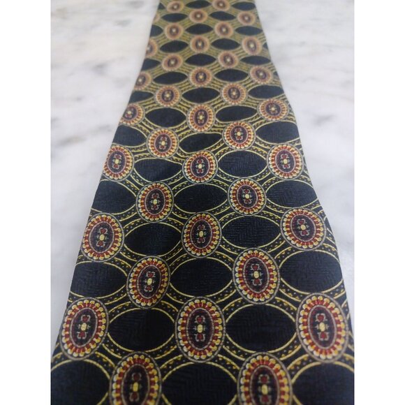 Evan Picone Men's Silk Tie Black Gold Red - Picture 2 of 3